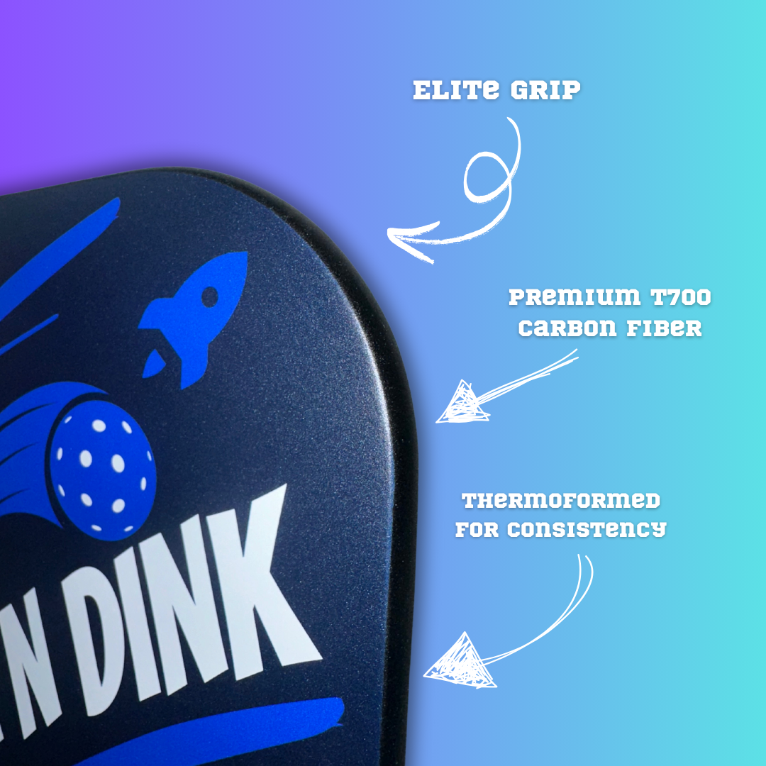 Serve N Dink - Edgeless Pickleball Paddle - T700 Carbon Fiber - Elongated - Thermoformed - Rocket Paddle